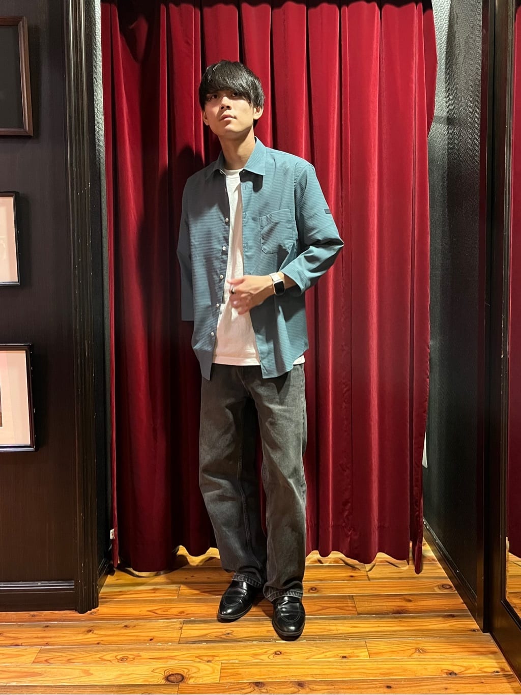 うっちーさんの「TAKEO KIKUCHI｜【COOL CITY WEAR】DotAir（R）サッカー シャツ」を使ったコーディネート
