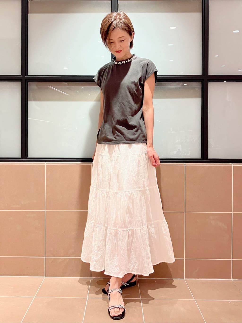 Ｋさんの「ESPERANZA｜ラインストーンサンダル」を使ったコーディネート