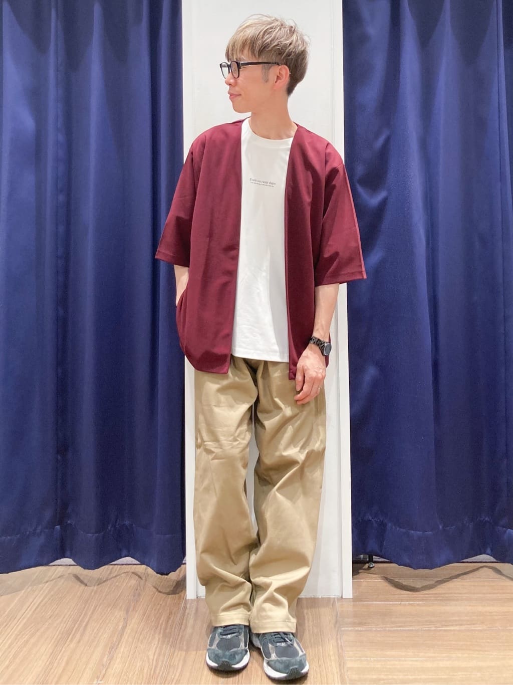 つーじーさんの「THE SHOP TK｜五分袖カーディガン+半袖Tシャツセットアイテム 洗濯機OK」を使ったコーディネート