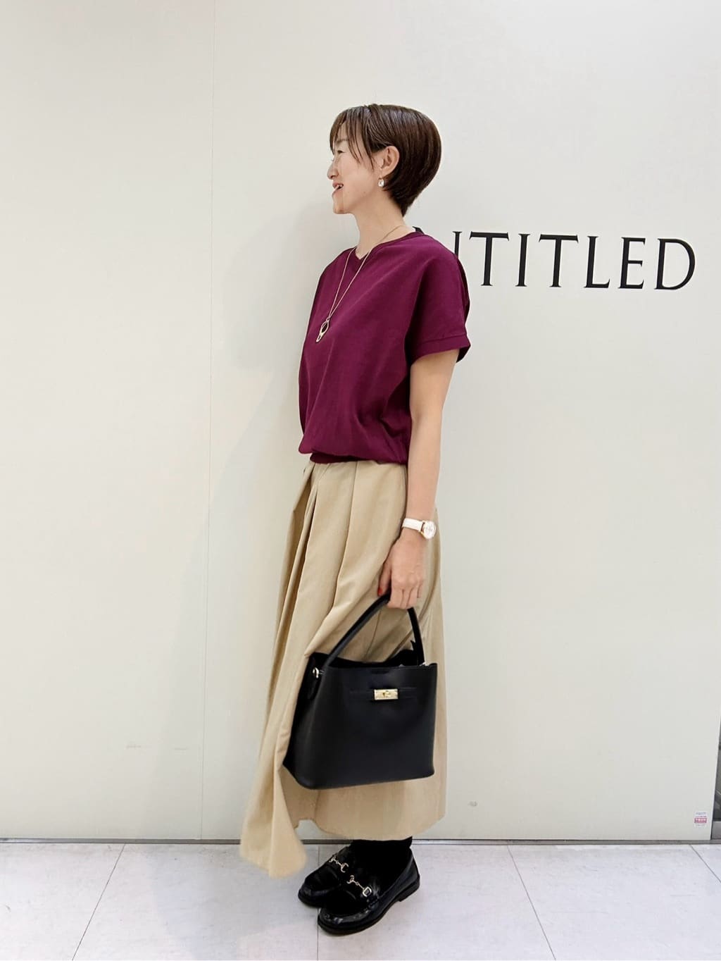 Mikiさんの「UNTITLED｜【はっ水/ナイロン/後ろウエストゴム】タスランフレアスカート」を使ったコーディネート