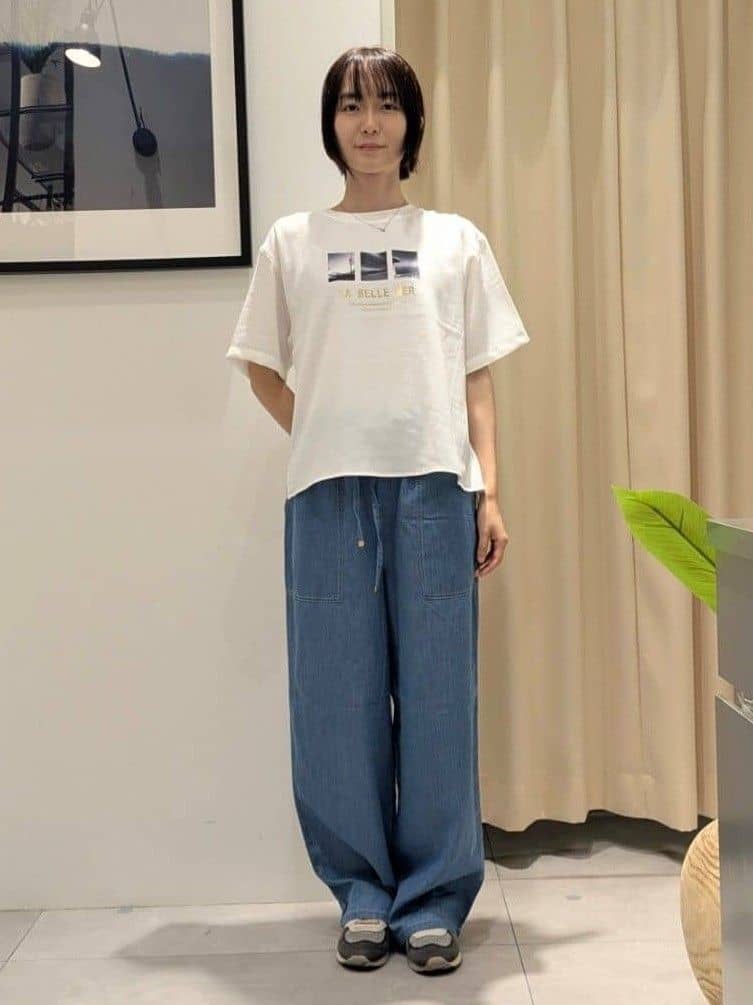 なめさんの「THE SHOP TK｜アソートロゴTシャツ【接触冷感/防シワ/吸水速乾/UVケア/洗濯機OK】」を使ったコーディネート