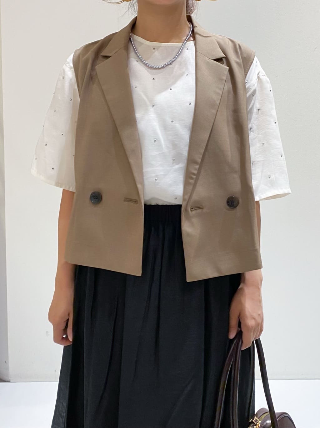 ちぃさんの「OPAQUE.CLIP｜ショートテーラードジレ【接触冷感／洗濯機洗い可】」を使ったコーディネート