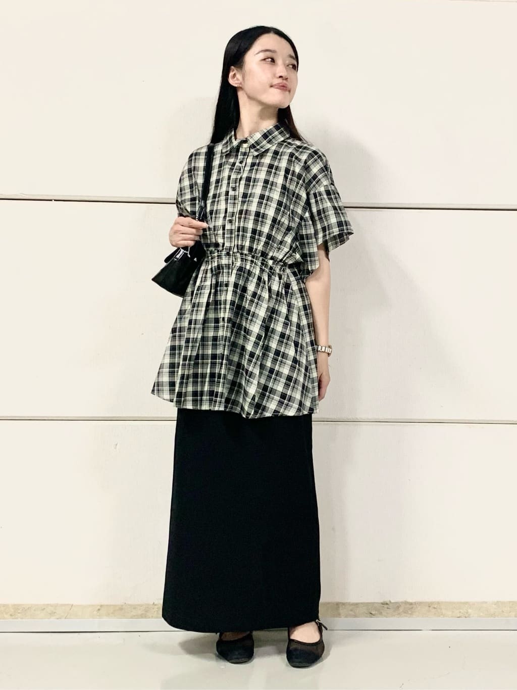 sahoさんの「THE SHOP TK｜チェック柄チュニックブラウス」を使ったコーディネート