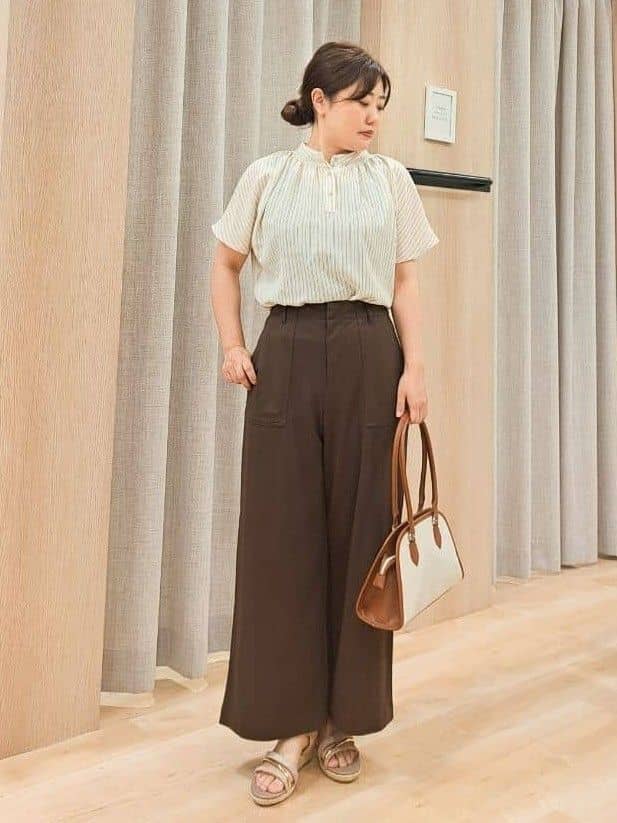 ふるさんの「grove｜シアーボーダーカーディガン」を使ったコーディネート