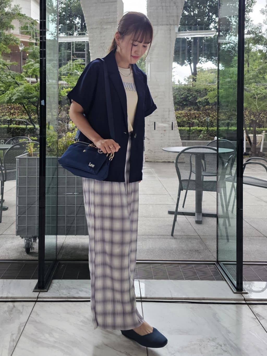 ゆゆさんの「SHOO･LA･RUE｜【S-LL】さらりと着たい大人のための 麻調半袖ジャケット」を使ったコーディネート