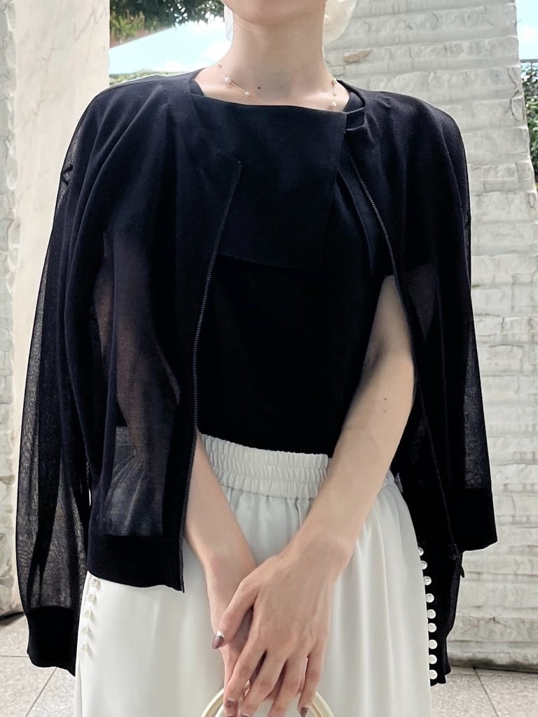 はばさんの「Couture brooch｜LEVITAシアージップアップブルゾン」を使ったコーディネート