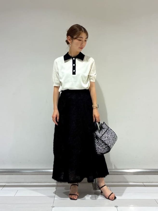 Rinさんの「UNTITLED｜【トレンド/きれいめ】5分袖ポロニット」を使ったコーディネート