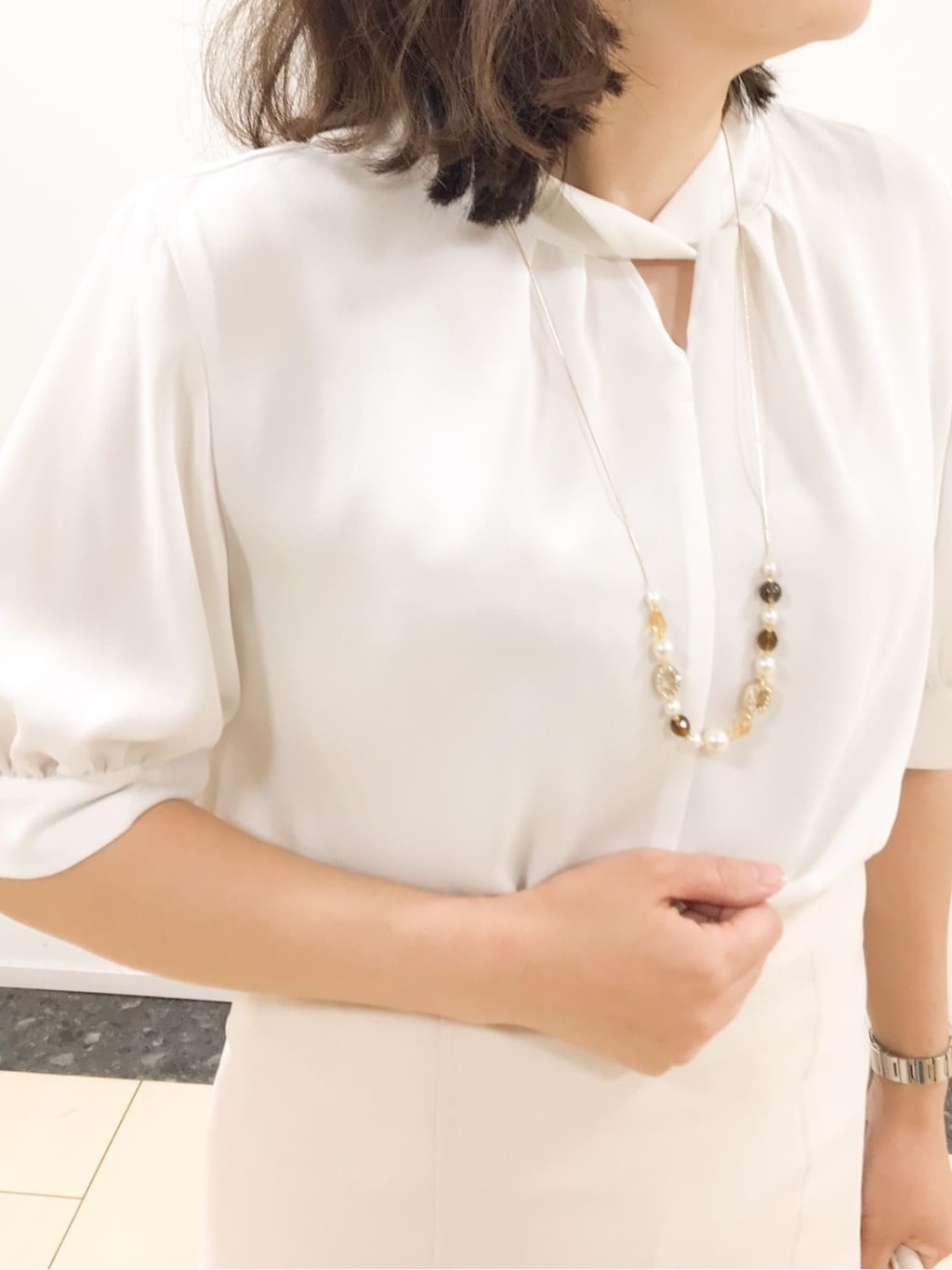 yukinaさんの「COUP DE CHANCE｜◆【手洗い可／日本製】パフスリーブブラウス」を使ったコーディネート
