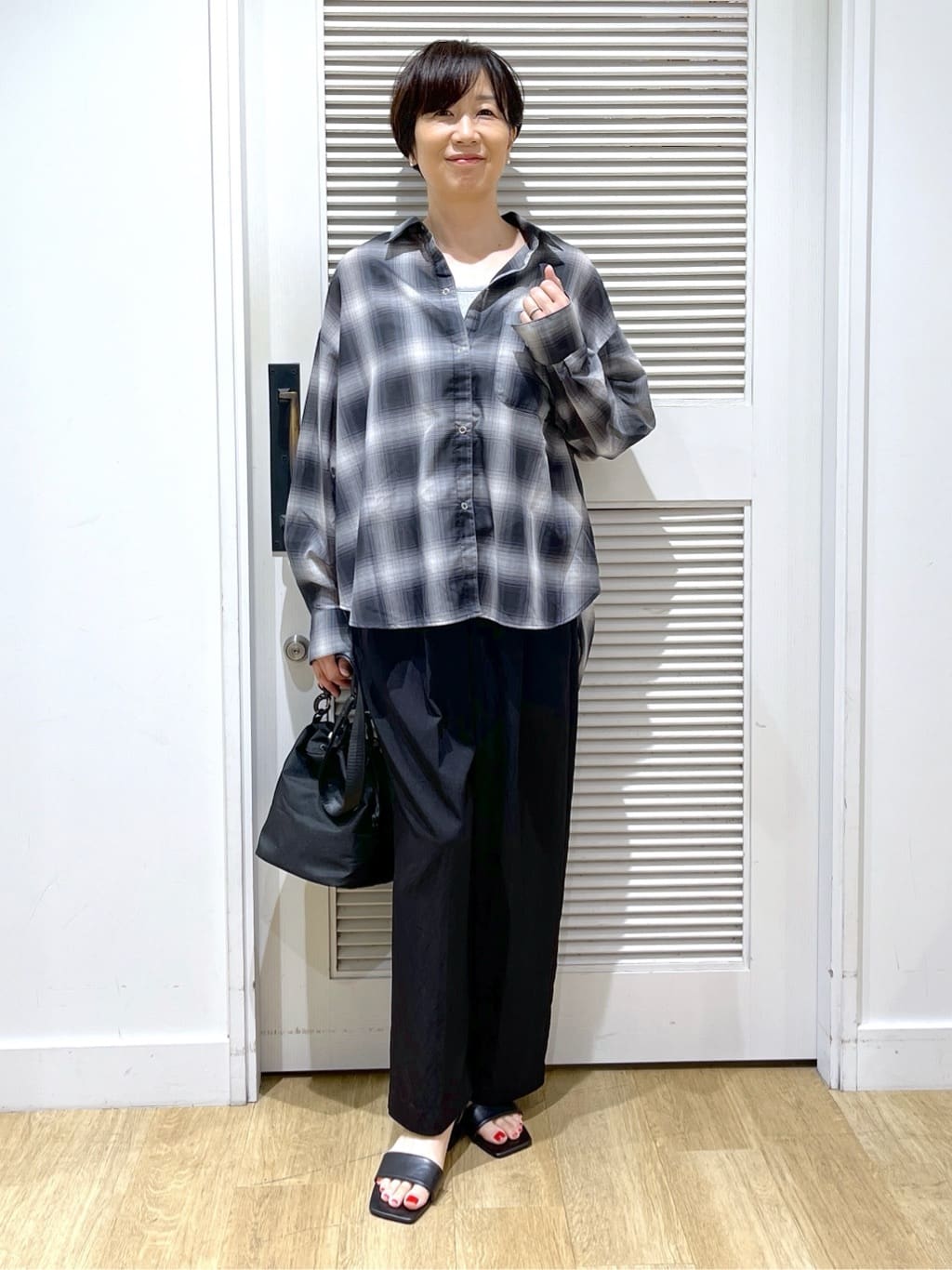 Miyazakiさんの「Dessin｜【洗える】シアーオンブレーチェックシャツ」を使ったコーディネート