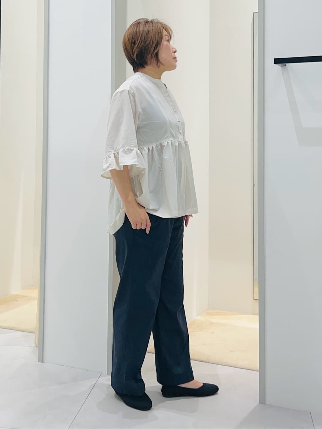Naruさんの「THE SHOP TK｜フリルチュニックブラウス【洗濯機OK】」を使ったコーディネート
