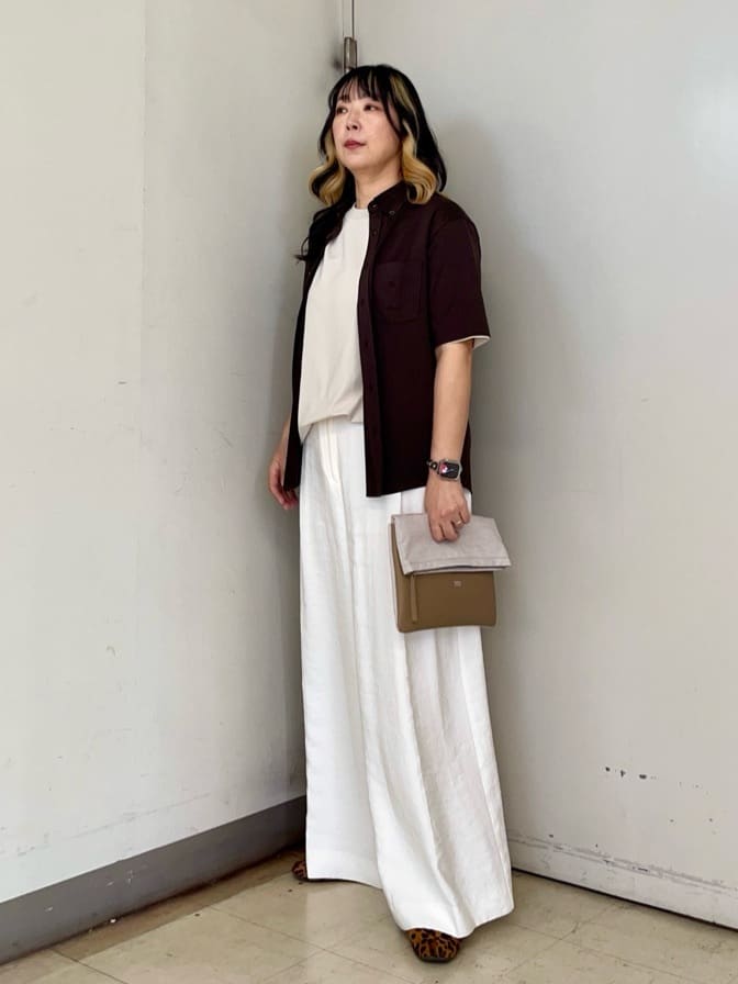 iwさんの「TAKEO KIKUCHI｜【COOL CITY WEAR】ストライプジャージ ボタンダウンシャツ /接触冷感」を使ったコーディネート