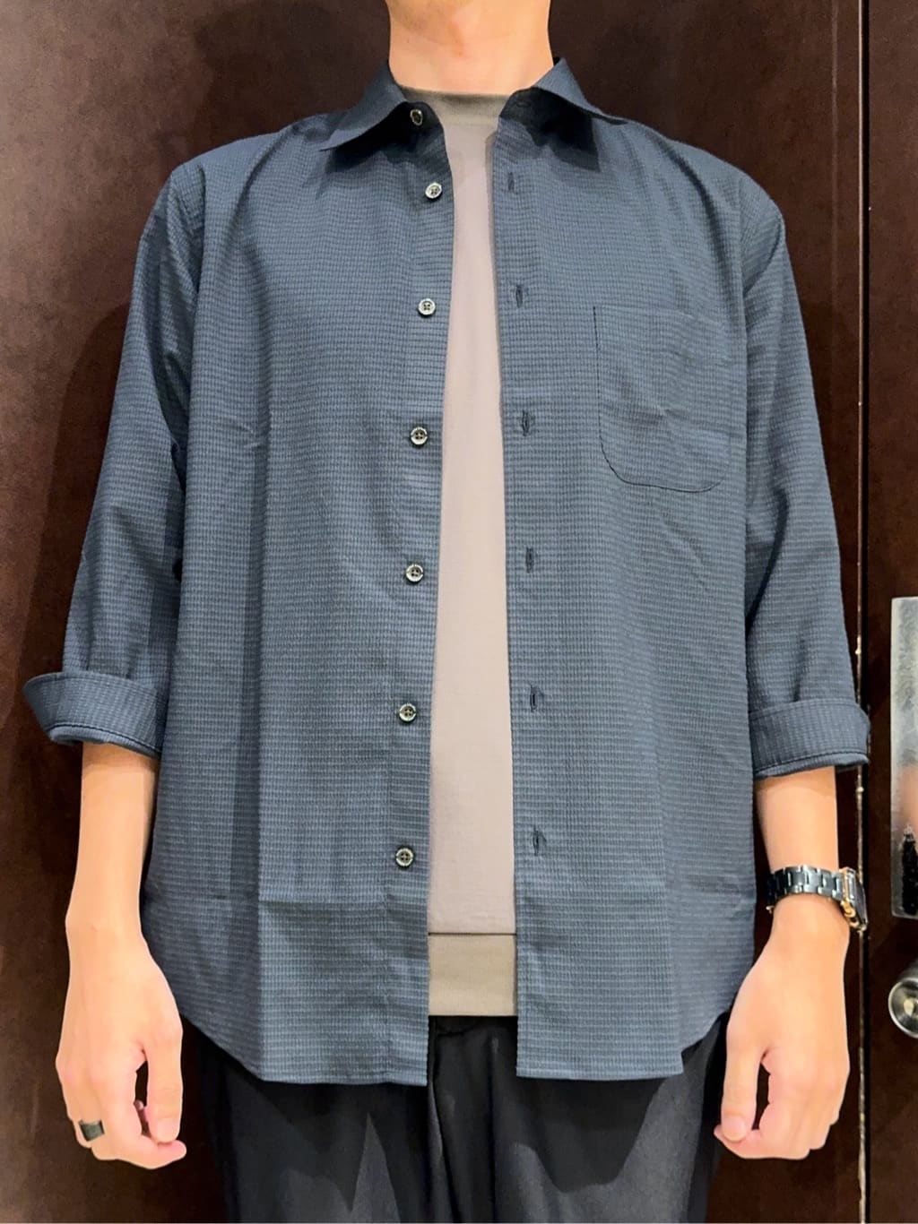 shuheiさんの「TAKEO KIKUCHI｜【COOL CITY WEAR】DotAir（R）サッカー シャツ」を使ったコーディネート