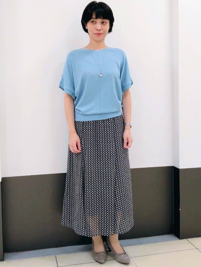 GMさんの「Reflect｜【選べる7色◎／手洗い可／二の腕カバー】半袖ニット」を使ったコーディネート