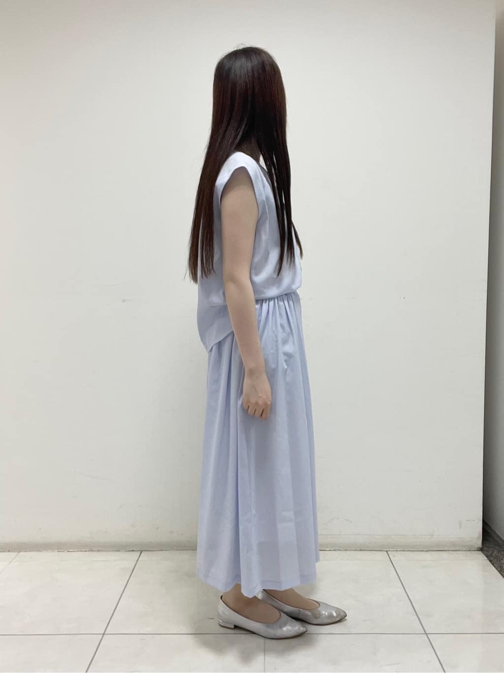 mさんの「INDIVI｜【クールエアー素材／UVケア／吸汗速乾】エアリータックブラウス」を使ったコーディネート