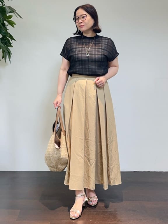 Asamiさんの「UNTITLED｜【シアー】チェックスタンドネックブラウス」を使ったコーディネート