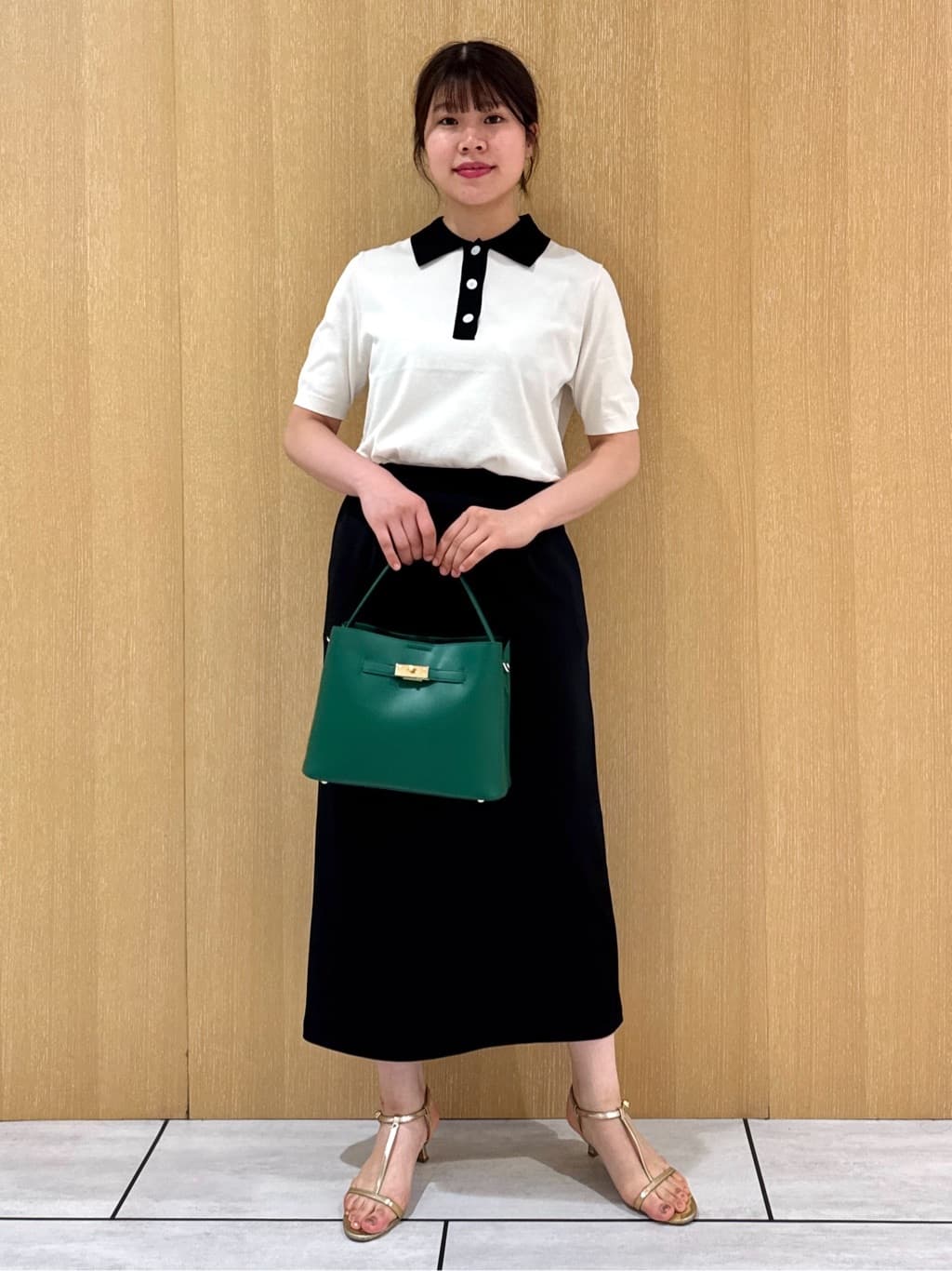 nanaさんの「UNTITLED｜【トレンド/きれいめ】5分袖ポロニット」を使ったコーディネート