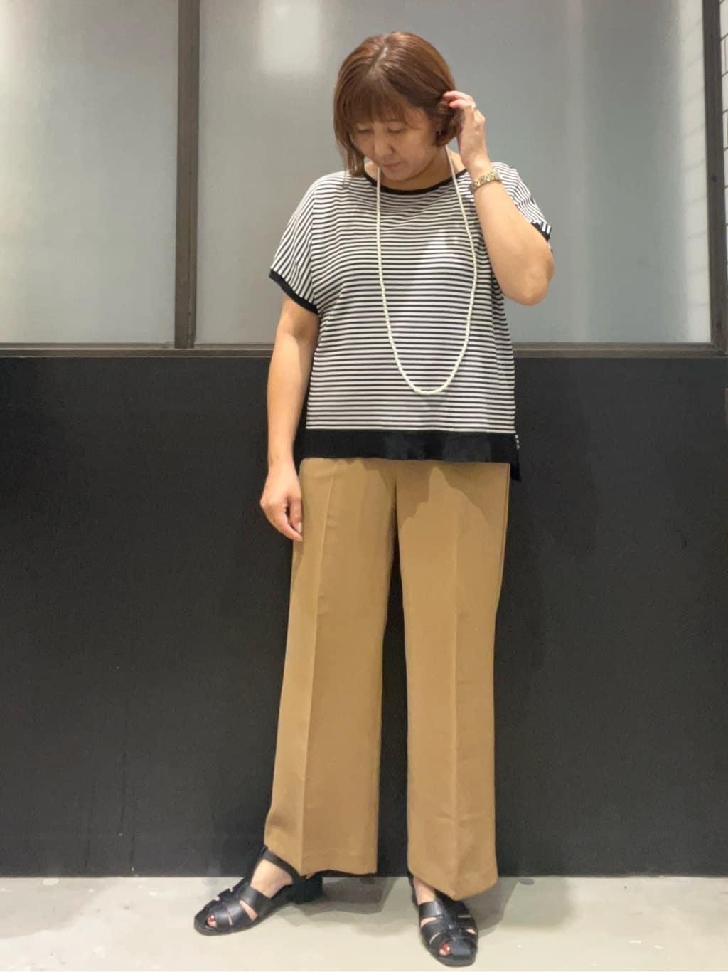 のん.Yさんの「OPAQUE.CLIP｜《6色展開／S-LLサイズ》ドルマンスリーブニット【UV／接触冷感／洗濯機洗い可／抗ピル】」を使ったコーディネート