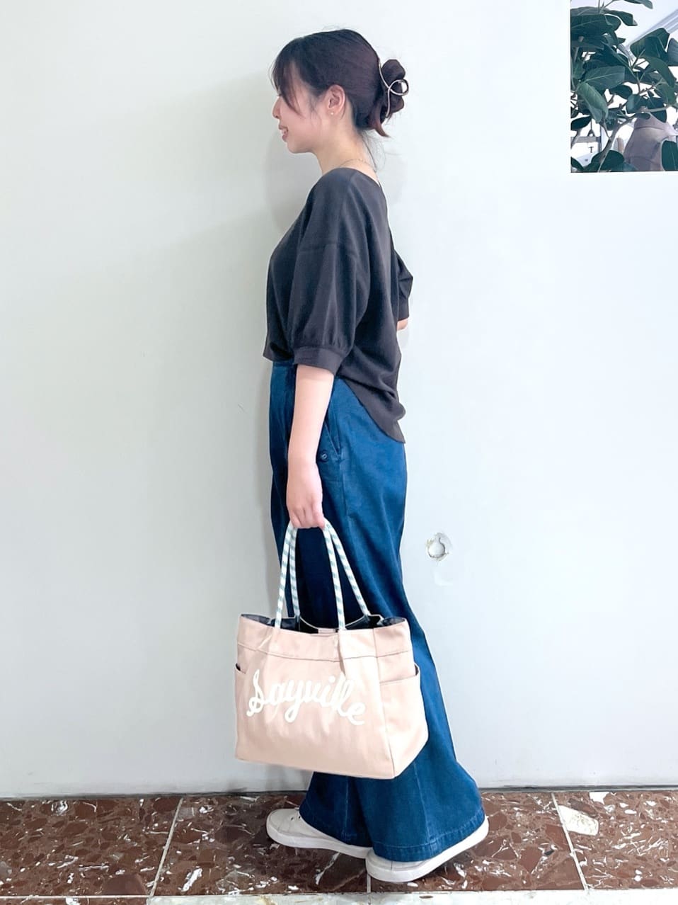 Makinoさんの「Dessin｜【360度可愛い/前後2WAY/洗える】ライトコットンヘンリーカットソー」を使ったコーディネート