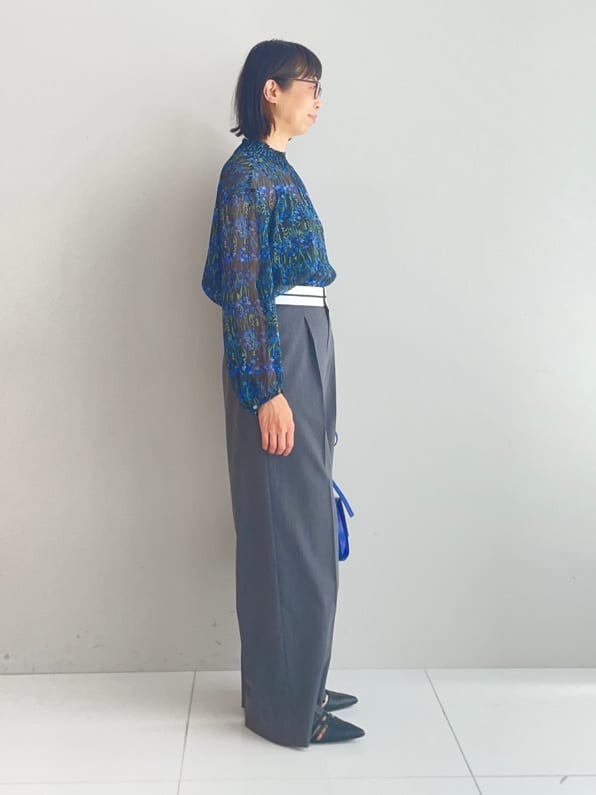 murayamaさんの「INDIVI｜【ウール調素材】ベルトデザインワイドパンツ」を使ったコーディネート