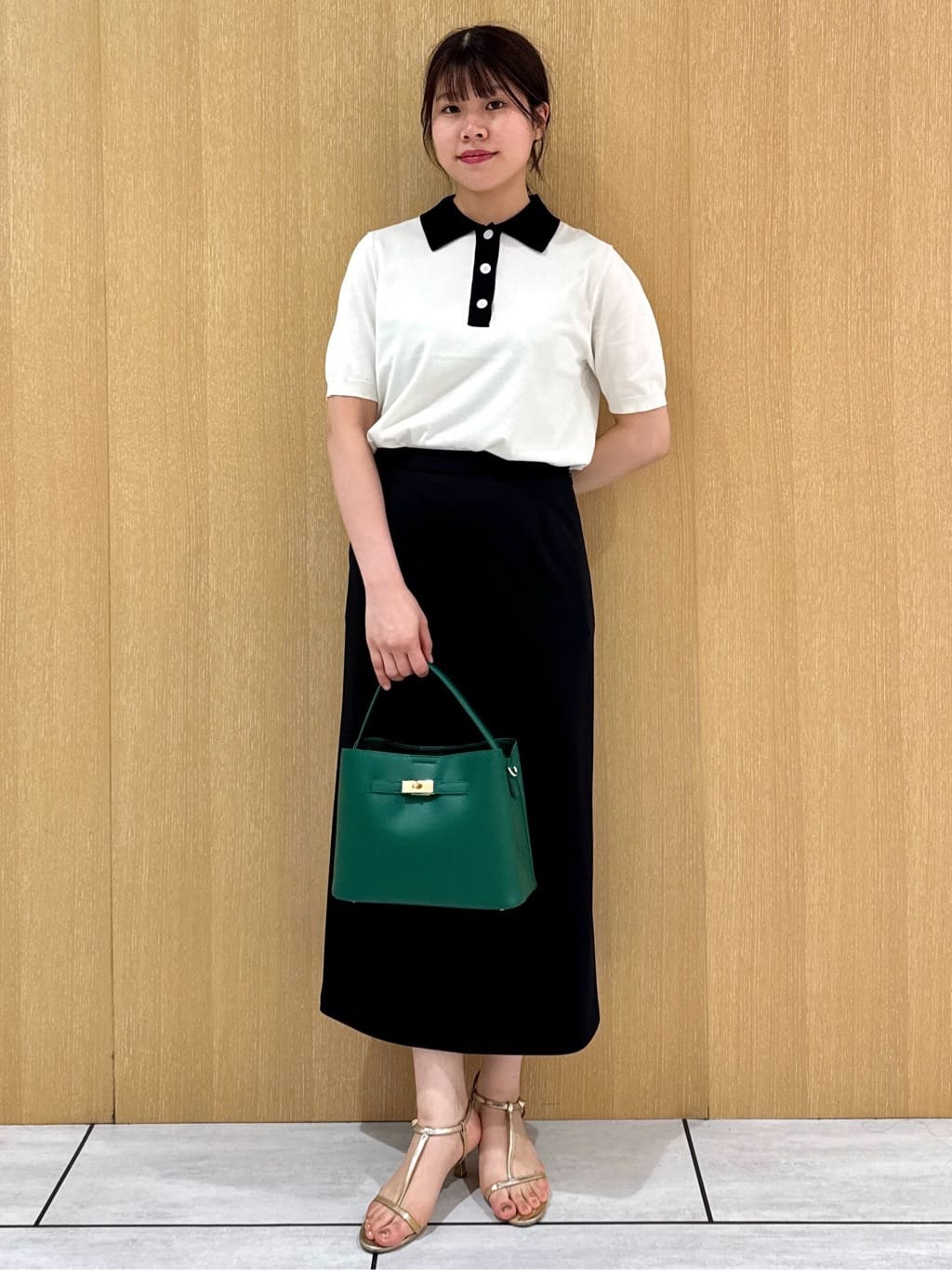 nanaさんの「UNTITLED｜【トレンド/きれいめ】5分袖ポロニット」を使ったコーディネート