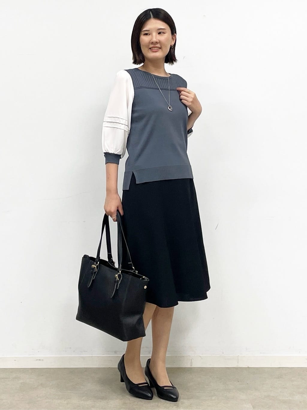 あやたかさんの「Reflect｜【WEB先行カラーあり／手洗い可】ジョーゼットスリーブ&times;ニット」を使ったコーディネート