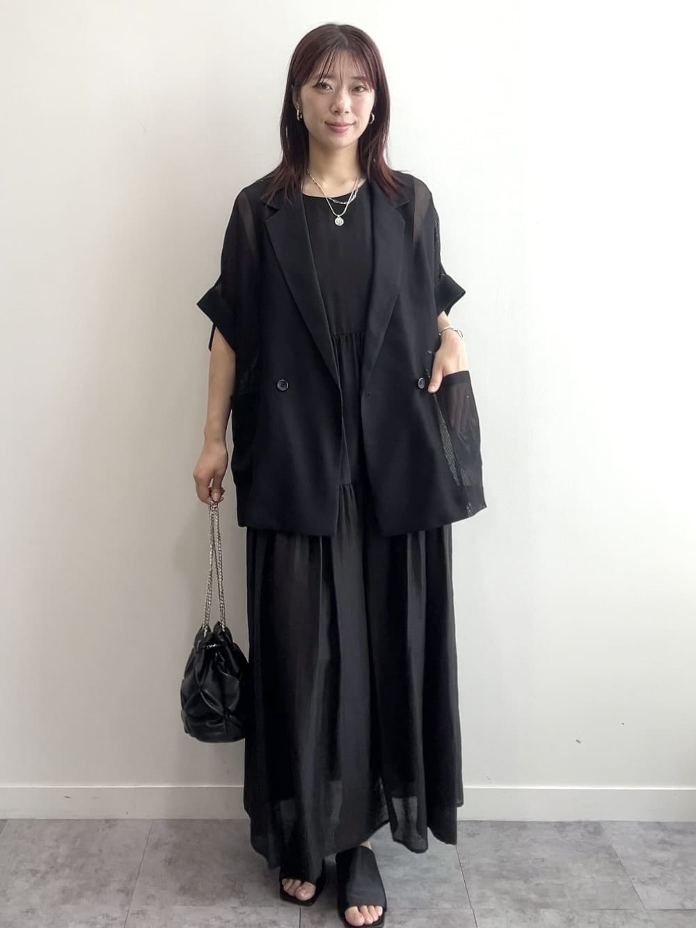 RINAさんの「OPAQUE.CLIP｜メッシュテーラードジャケット【洗濯機洗い可】」を使ったコーディネート
