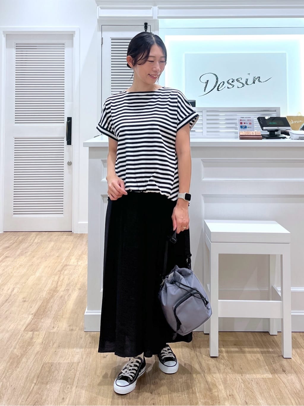 canaさんの「Dessin｜【二の腕カバー／UVカット】ロールアップスリーブ裾ギャザーカットソー」を使ったコーディネート
