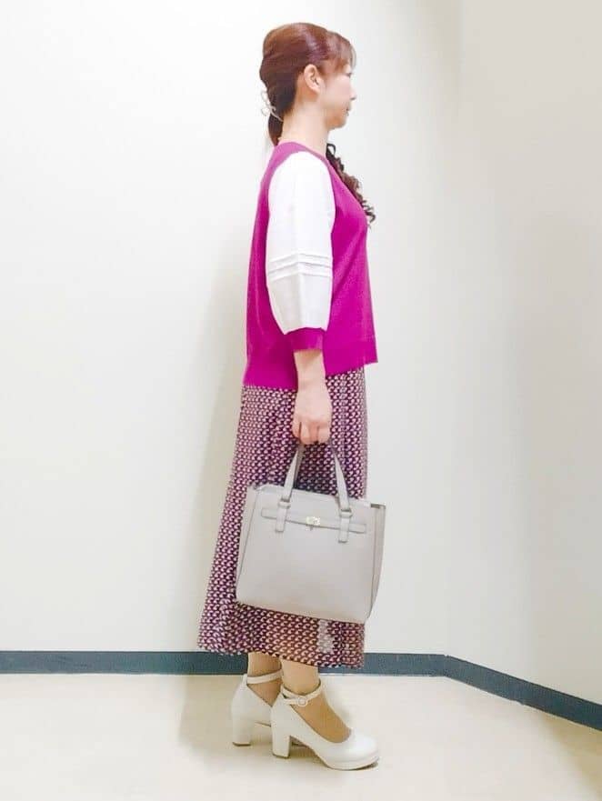 花さんの「Reflect｜【WEB先行カラーあり／手洗い可】ジョーゼットスリーブ&times;ニット」を使ったコーディネート