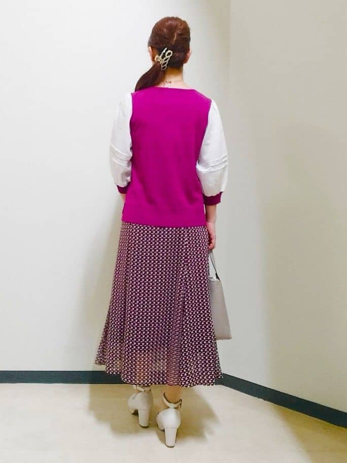 花さんの「Reflect｜【WEB先行カラーあり／手洗い可】ジョーゼットスリーブ&times;ニット」を使ったコーディネート