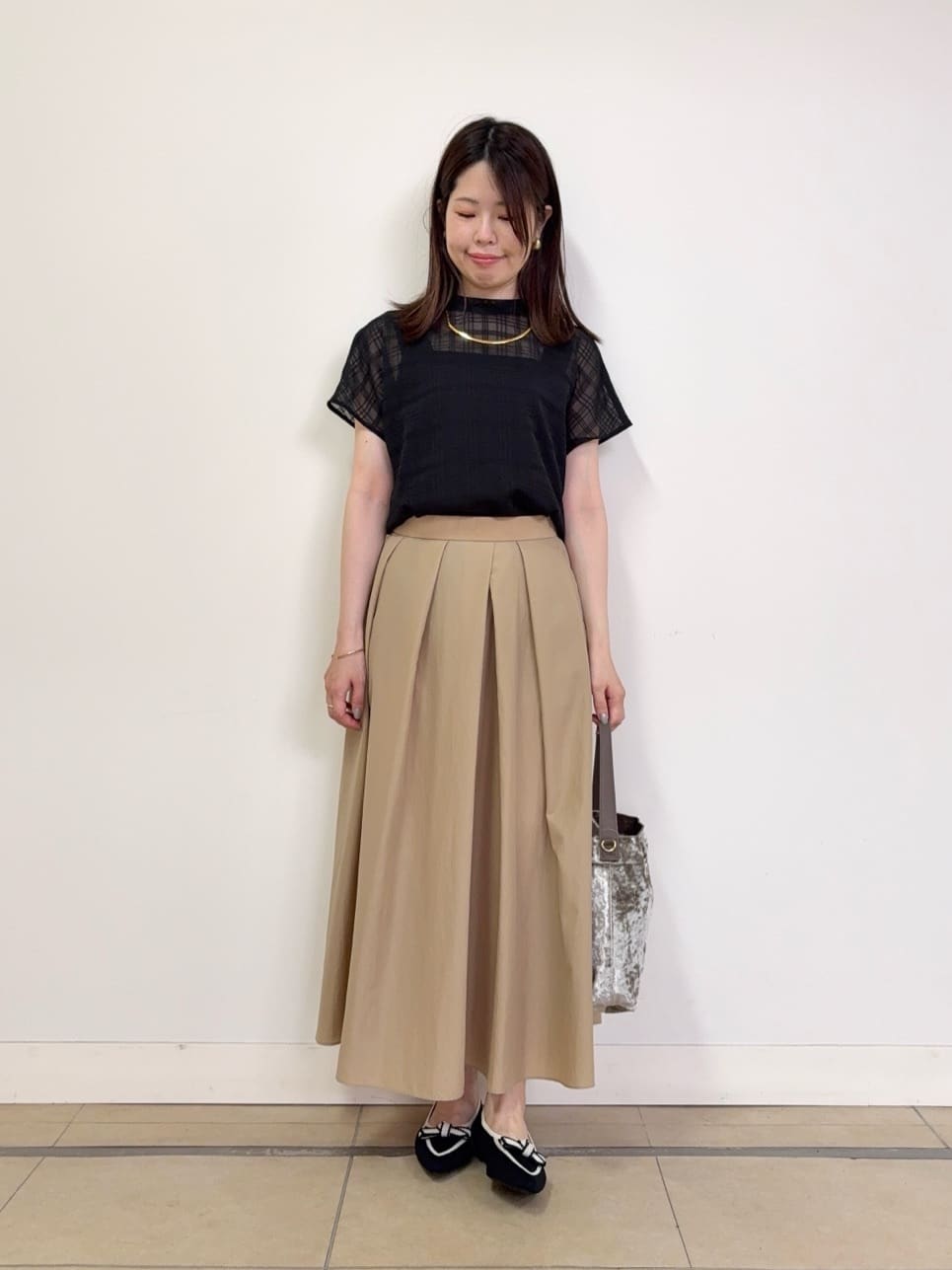 asamiさんの「UNTITLED｜【シアー】チェックスタンドネックブラウス」を使ったコーディネート