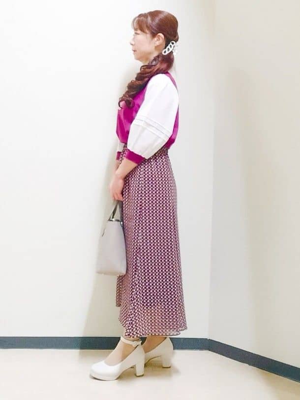 花さんの「Reflect｜【WEB先行カラーあり／手洗い可】ジョーゼットスリーブ&times;ニット」を使ったコーディネート