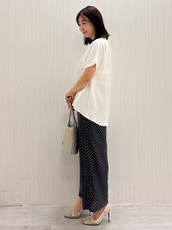 yuさんの「COUP DE CHANCE｜【手洗い可／日本製】小紋柄ワイドパンツ」を使ったコーディネート