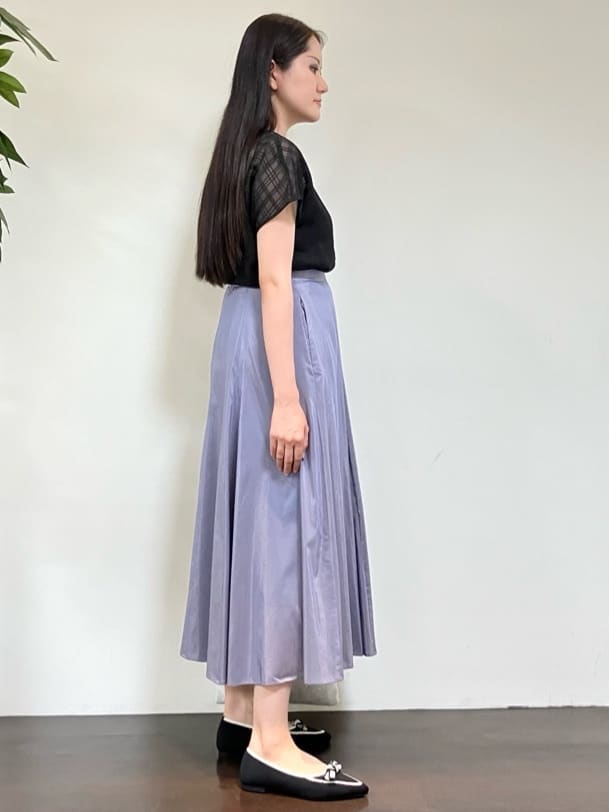 カレンさんの「UNTITLED｜【シアー】チェックスタンドネックブラウス」を使ったコーディネート