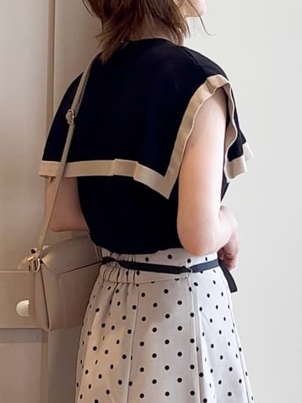 yamakoさんの「grove｜【ひんやり/UVカット】大人の可愛さ　セーラーカラーニット」を使ったコーディネート