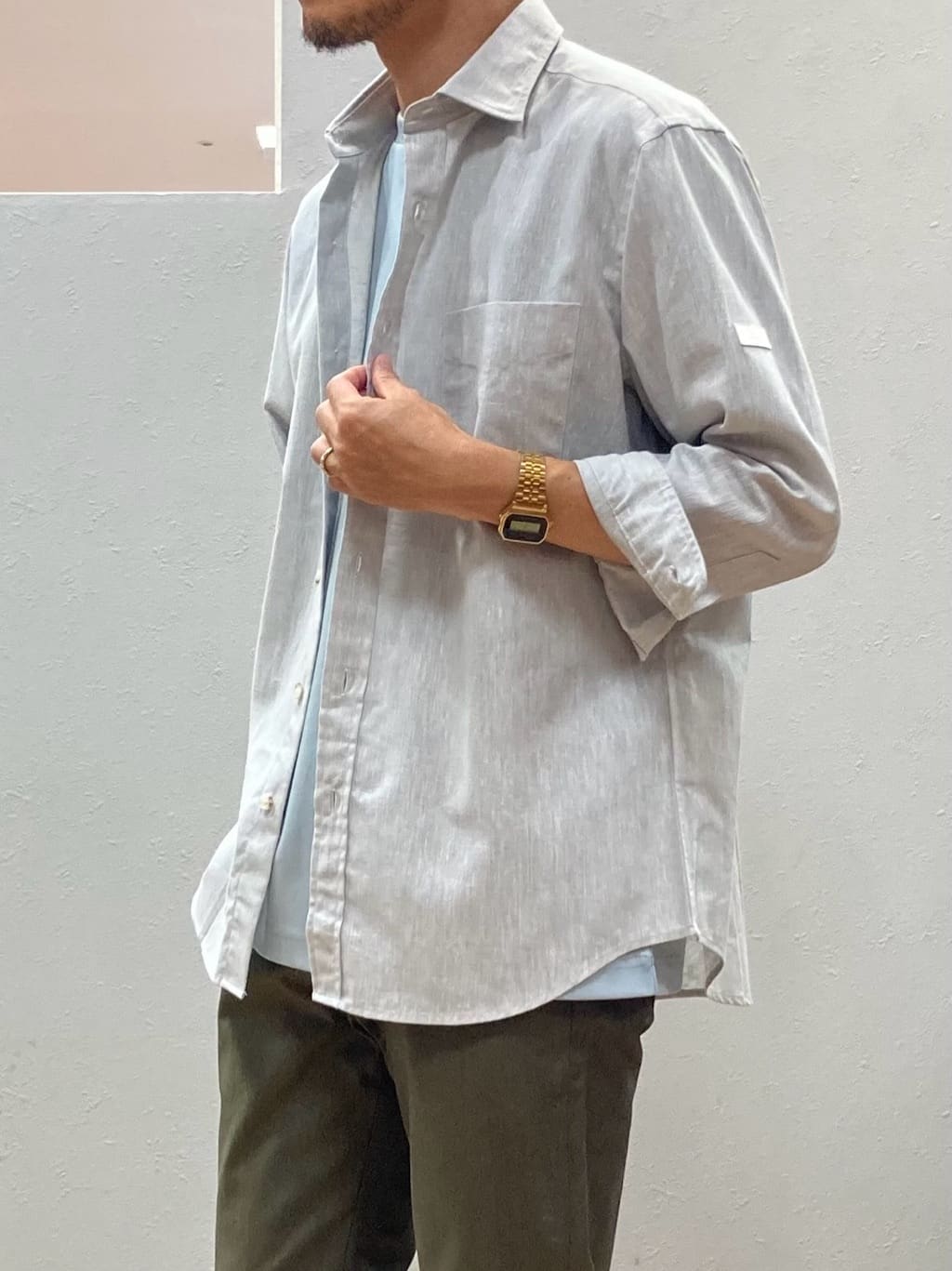 シュンさんの「TAKEO KIKUCHI｜【COOL CITY WEAR】ワンポイント刺しゅう ポケットTシャツ /接触冷感」を使ったコーディネート