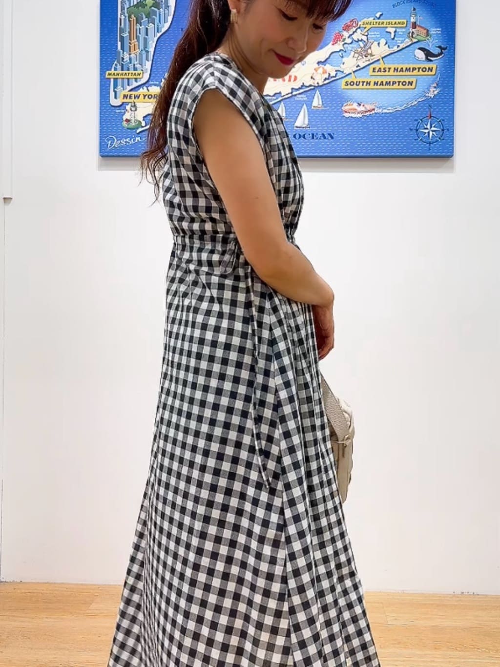 Yasucoさんの「Dessin｜【リンクコーデ・洗える】ウエストドロスト付きチェック柄ワンピース」を使ったコーディネート