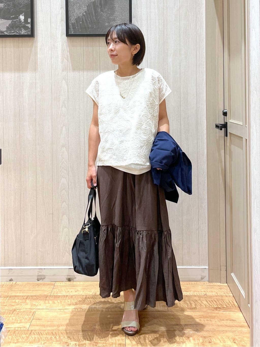 shirayuuuさんの「SHOO･LA･RUE｜【S-LL】さらりと着たい大人のための 麻調半袖ジャケット」を使ったコーディネート