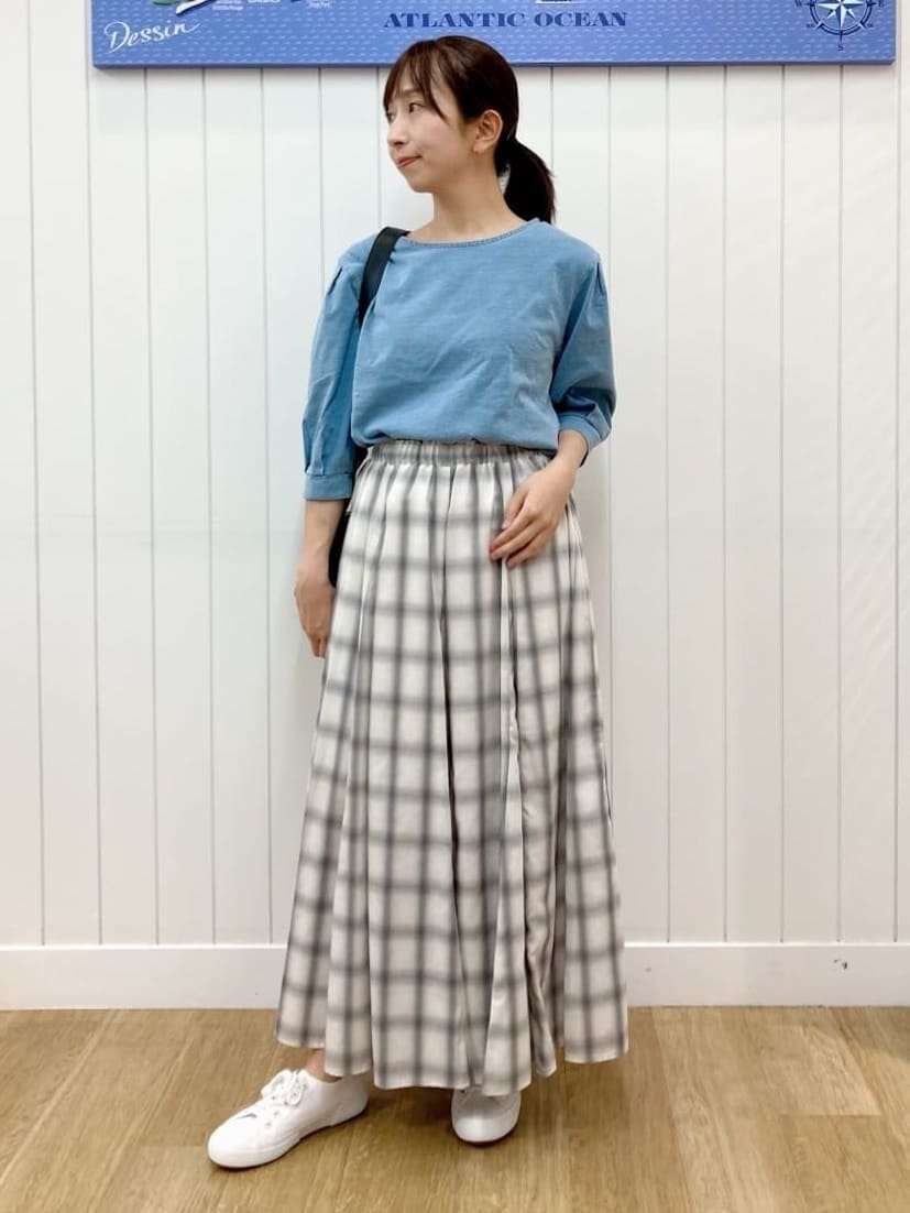 yoshiさんの「Dessin｜【洗える】インディゴ天竺デニム調カットソー」を使ったコーディネート