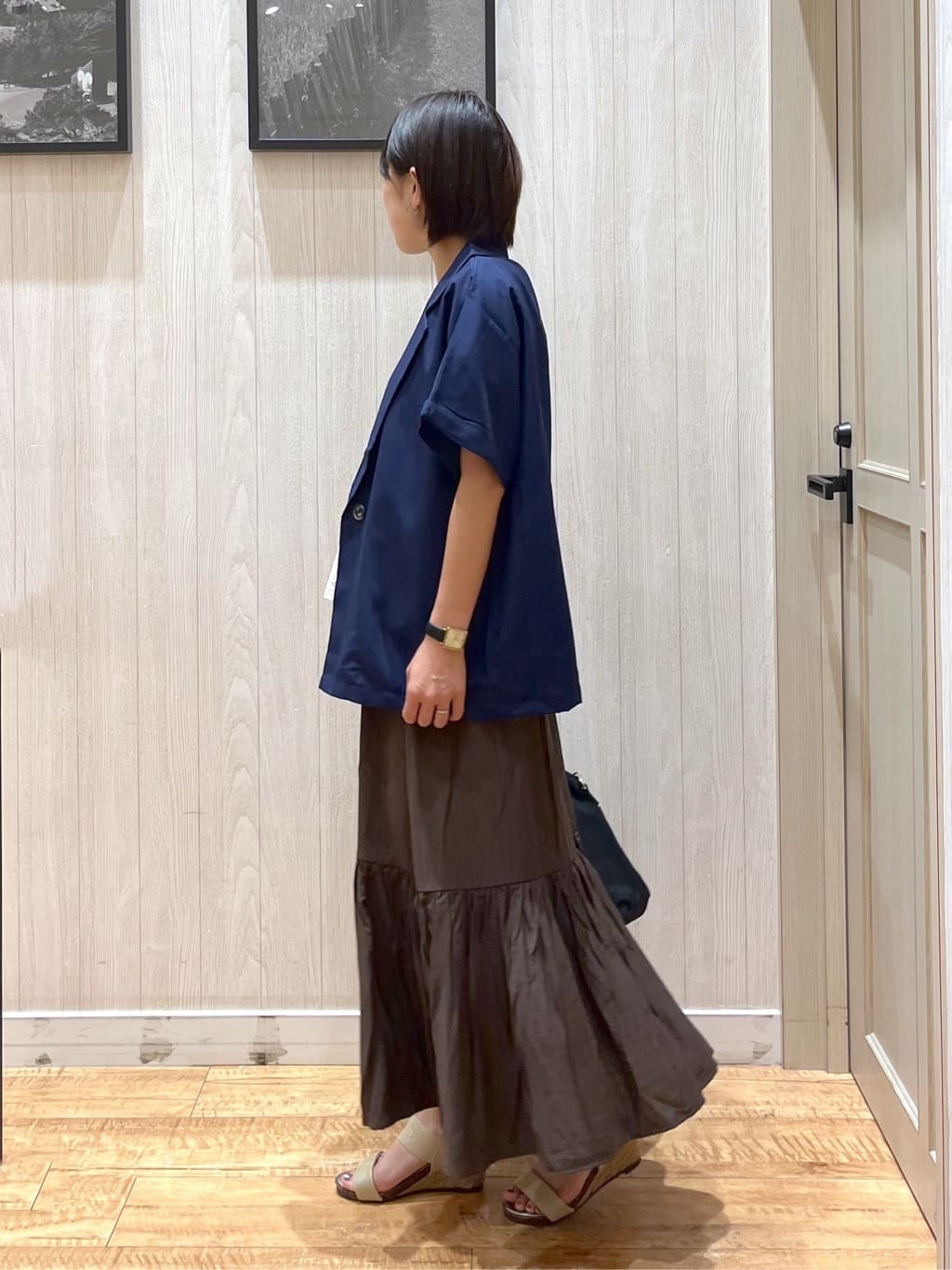 shirayuuuさんの「SHOO･LA･RUE｜【S-LL】さらりと着たい大人のための 麻調半袖ジャケット」を使ったコーディネート