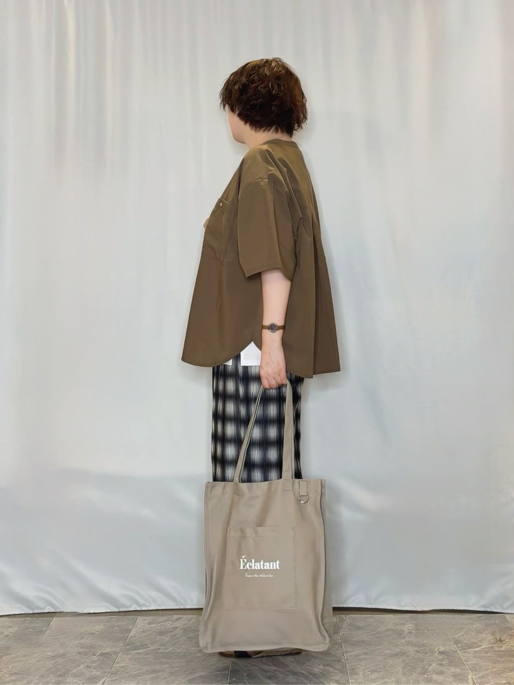 たみさんの「SHOO･LA･RUE｜【S-LL/ポケット付き】チェック柄 ウェーブプリーツパンツ」を使ったコーディネート