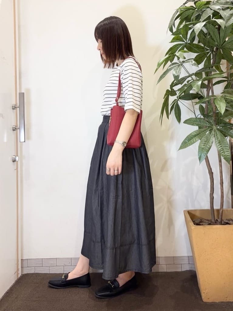 宗形さんの「SHOO･LA･RUE｜【S-LL】女性らしさ漂うハートネック テレコ5分袖トップス」を使ったコーディネート