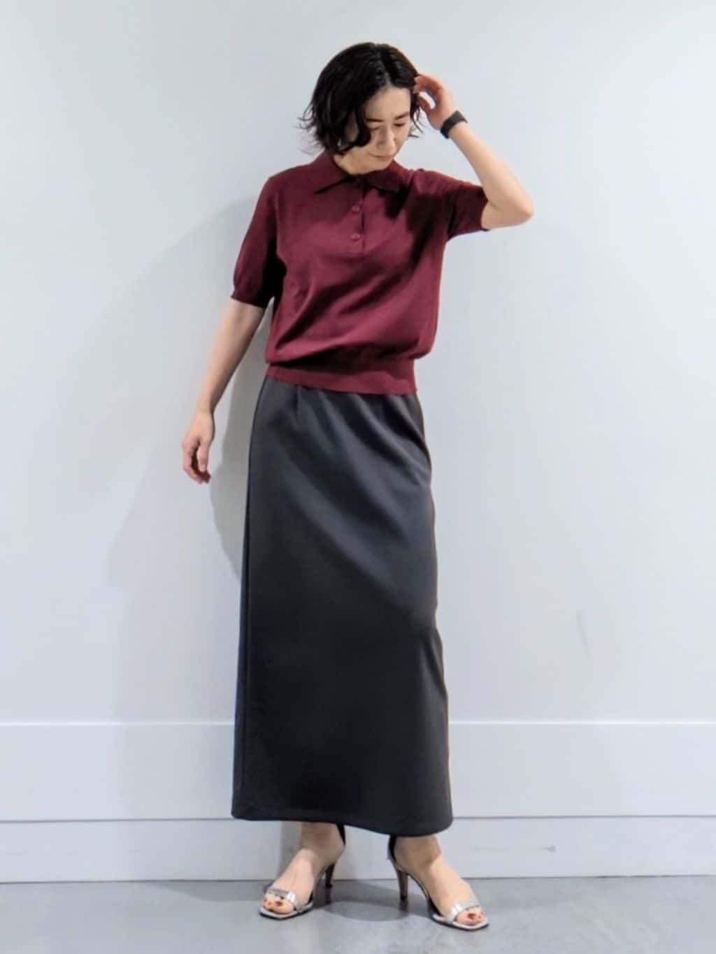 ミズタさんの「UNTITLED｜【トレンド/きれいめ】5分袖ポロニット」を使ったコーディネート