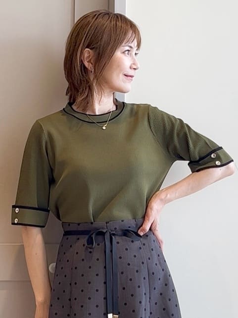 yamakoさんの「grove｜ドットで華やぐ　軽やかマーメイドスカート」を使ったコーディネート