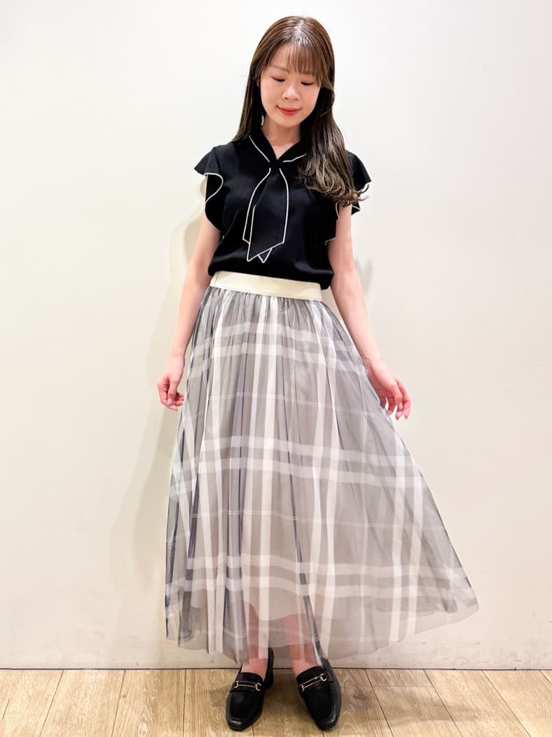ayaさんの「index｜フレアスリーブボウタイニット【洗濯機洗い可／接触冷感／抗ピル】」を使ったコーディネート