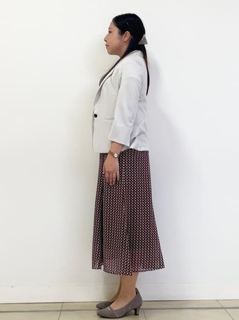 chisaさんの「Reflect｜【インナーに◎／すっきり見え！長め丈】タックデティールブラウス」を使ったコーディネート