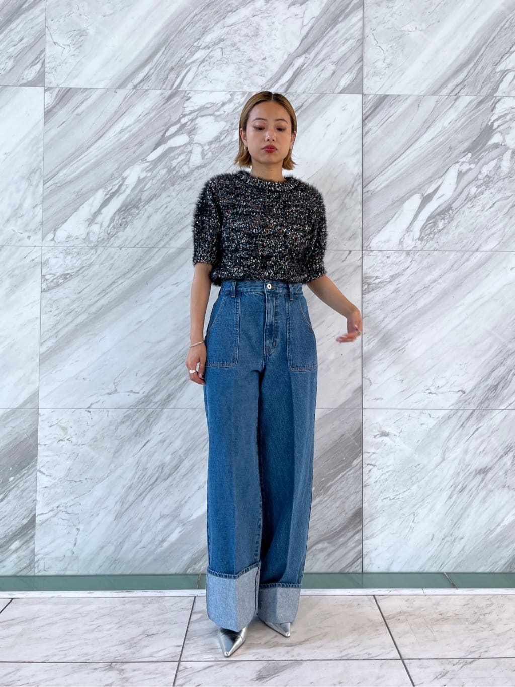 Harukaさんの「INDIVI｜カラーネップニット」を使ったコーディネート
