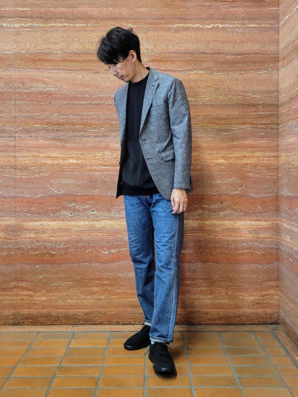 piroyaさんの「TAKEO KIKUCHI｜【抗菌防臭】COOL DOTS（R）ドビープリント ジャケット」を使ったコーディネート