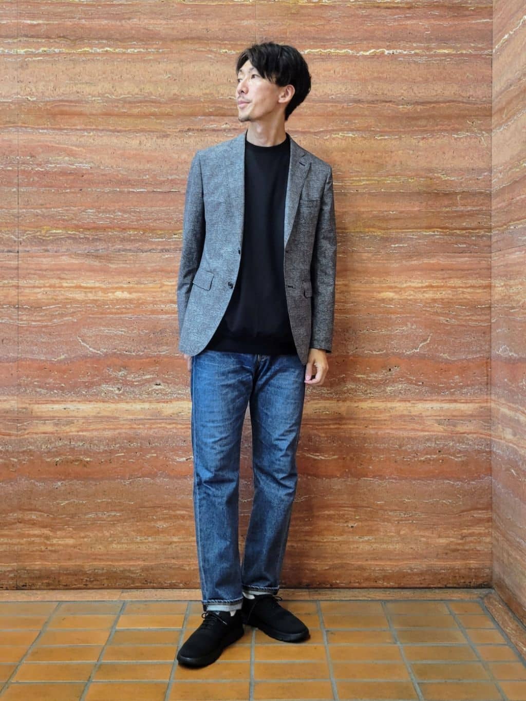 piroyaさんの「TAKEO KIKUCHI｜【抗菌防臭】COOL DOTS（R）ドビープリント ジャケット」を使ったコーディネート