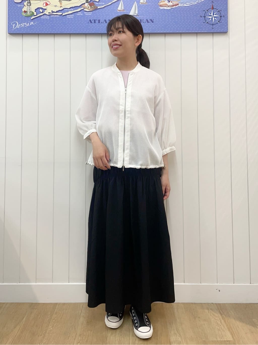 Mayaさんの「Dessin｜【二の腕カバー／UVカット】ランタンスリーブカットソー」を使ったコーディネート