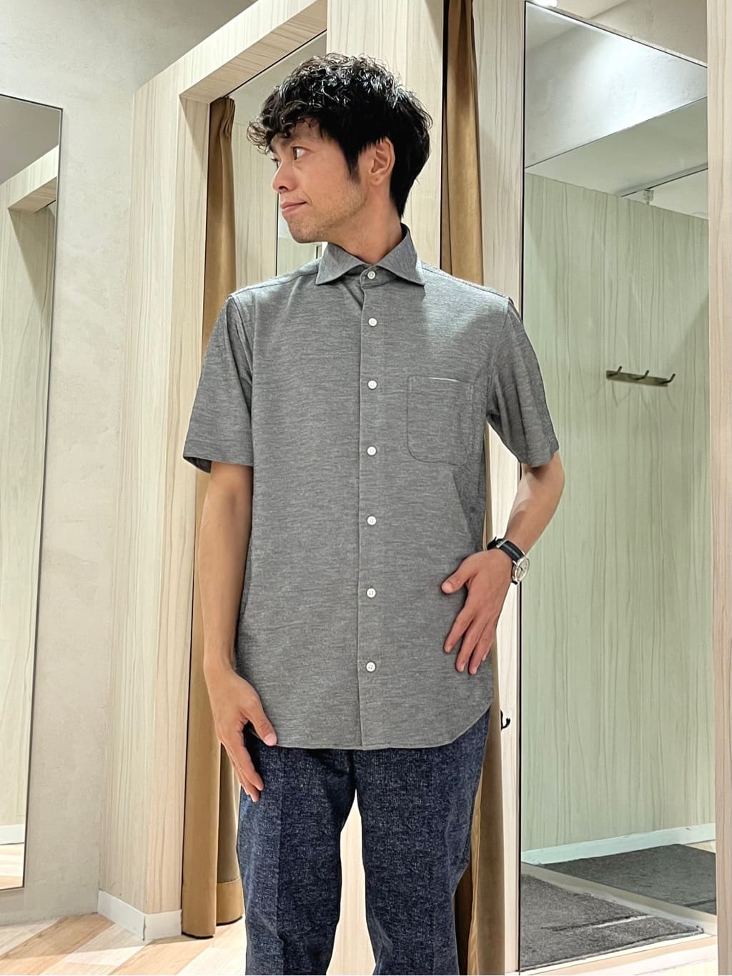 URAさんの「TAKEO KIKUCHI｜【抗菌防臭】COOL DOTS（R）ドビープリント パンツ」を使ったコーディネート